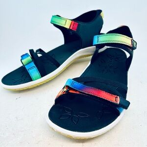 KEEN Big Kids Girl's Black Tie Dye Verano Open Toe Sandals, size US 6 EU 38